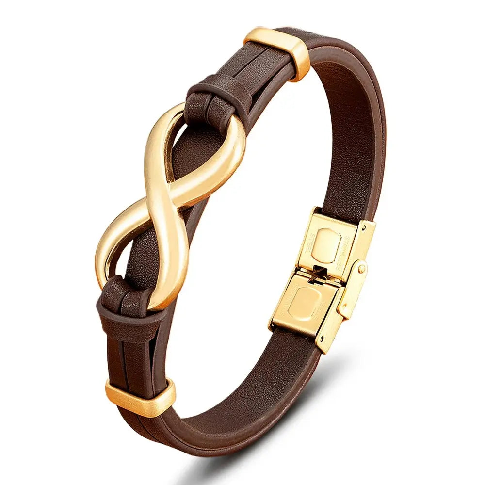 TYO Luxury Genuine Leather Infinity Symbol Men's Bracelet Stainless Steel - USMJ0221 AliExpress-Dropship