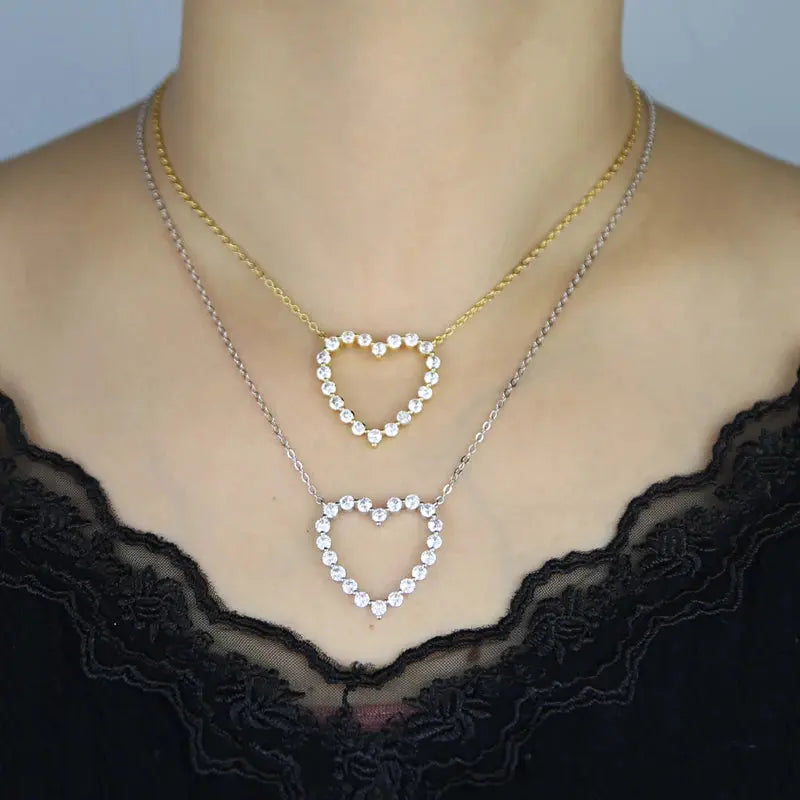 Fashion Jewelry for Girlfriend Iced Out Hollow Heart Pendant Necklace - USMJ0197 AliExpress-Dropship
