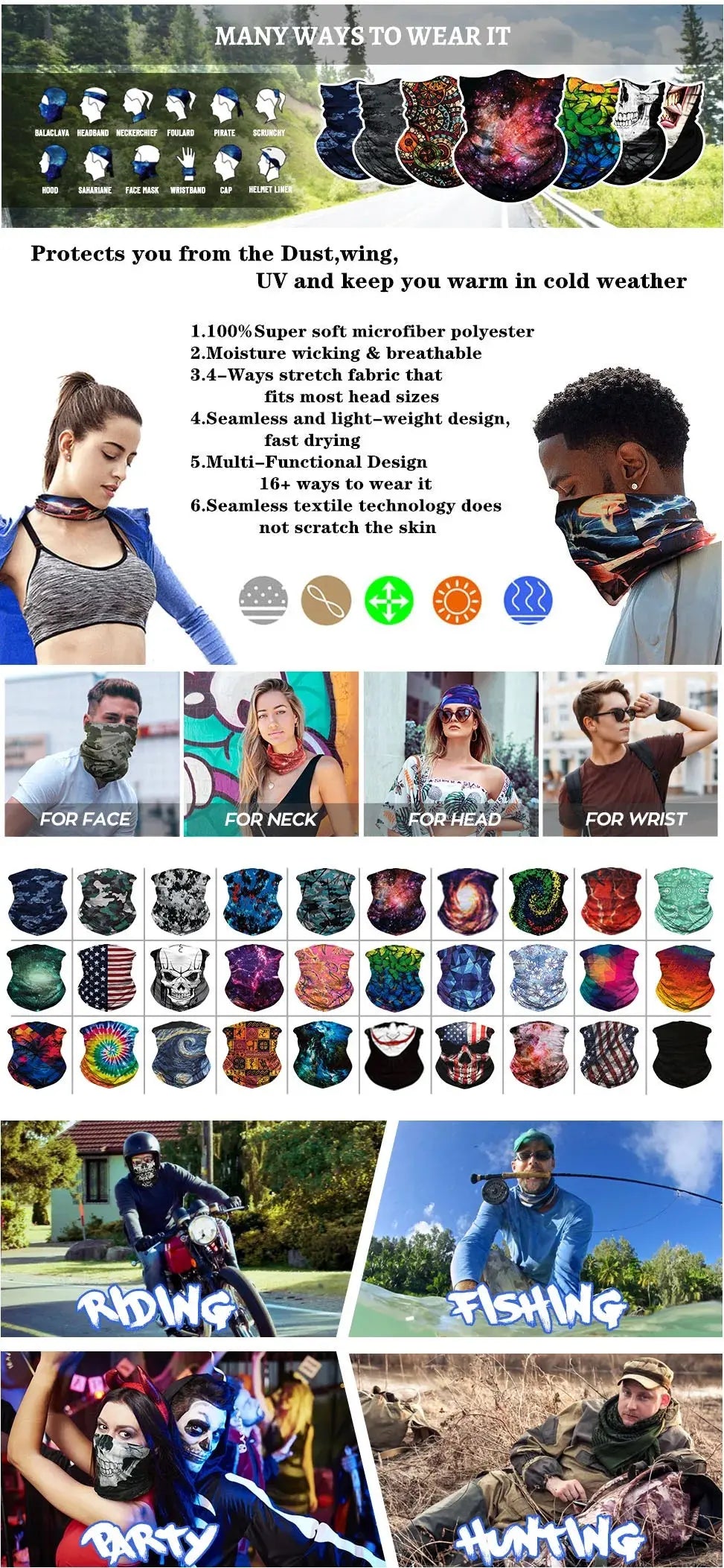 Breathable Neck Gaiters for Men Women Dustproof - USMF0272 AliExpress-Dropship