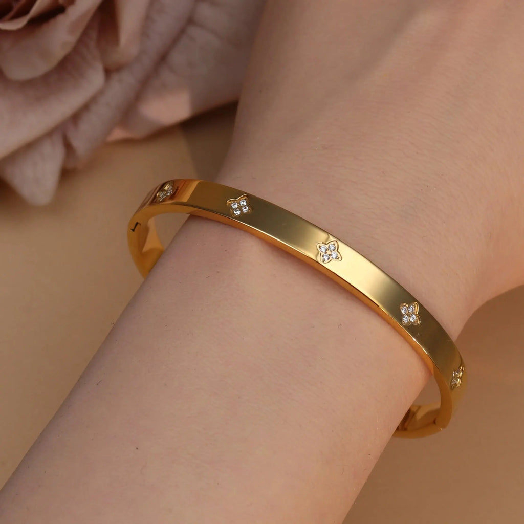 New Opal, Crystal Stainless Steel Bracelet Party Pair Bangles - USMJ0263 AliExpress-Dropship