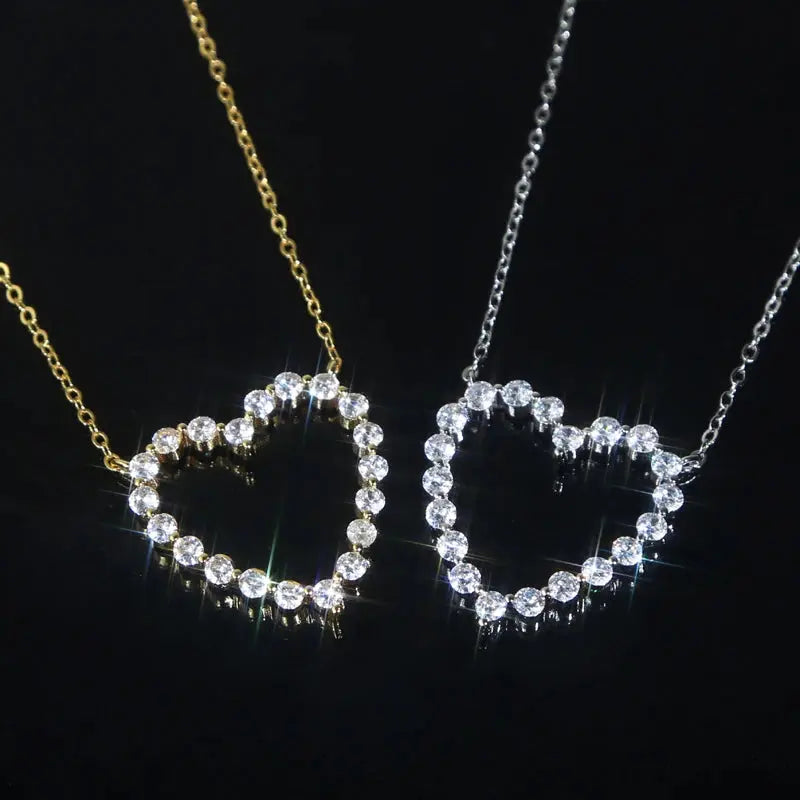 Fashion Jewelry for Girlfriend Iced Out Hollow Heart Pendant Necklace - USMJ0197 AliExpress-Dropship