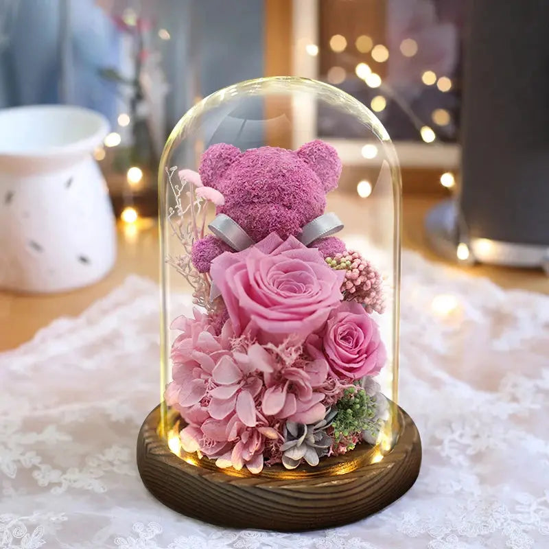 Girlfriend Eternal Preserved Rose Flower Gift Box Teddy Bear - USMGD0183 AliExpress-Dropship