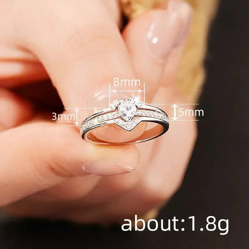 Two tone heart-shaped hollow ring, cubic zirconia crystal - USMJ0196 AliExpress-Dropship