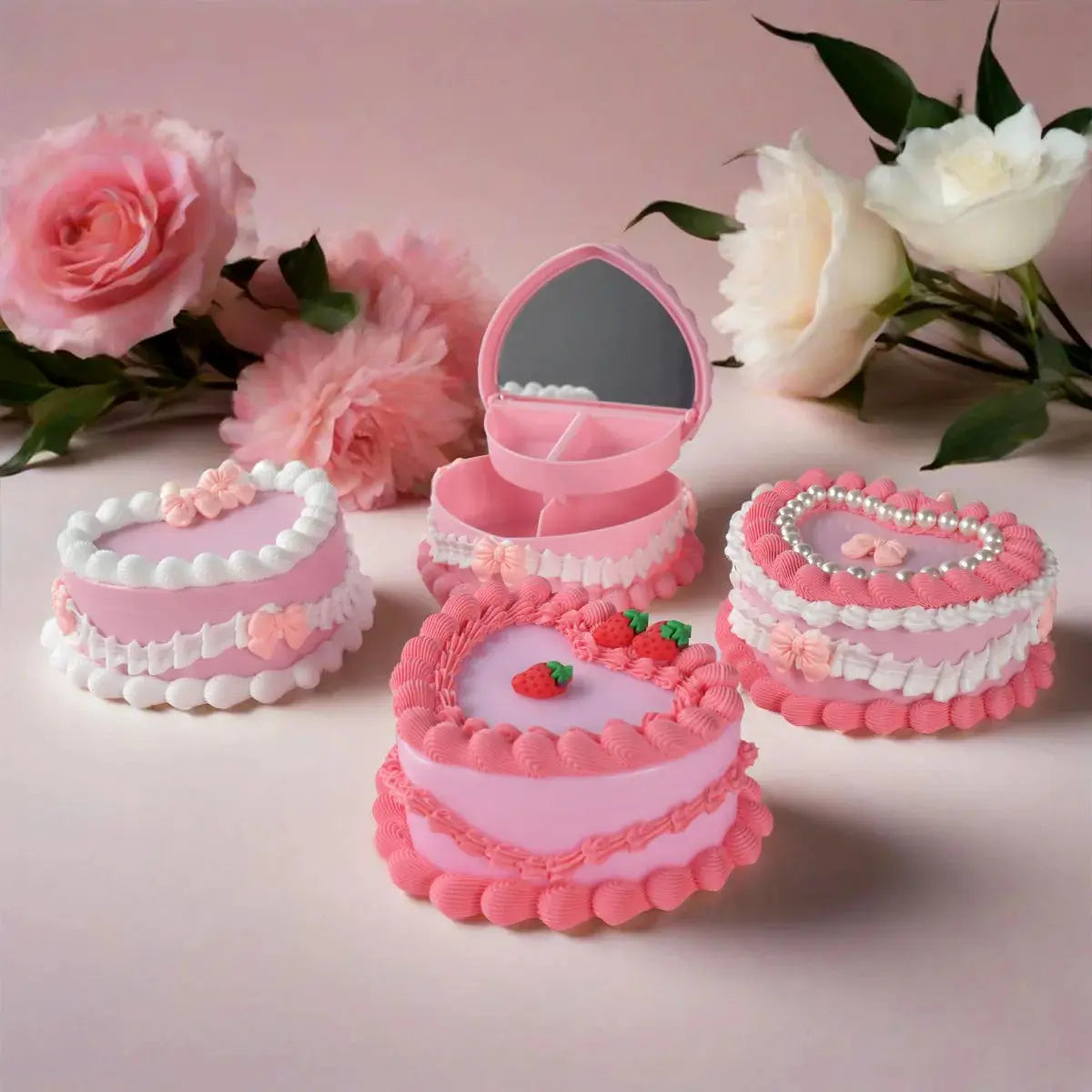 Simulation Heart Shaped Cake Jewelry Box Fake Cream Cake Model - USMGD0187 AliExpress-Dropship