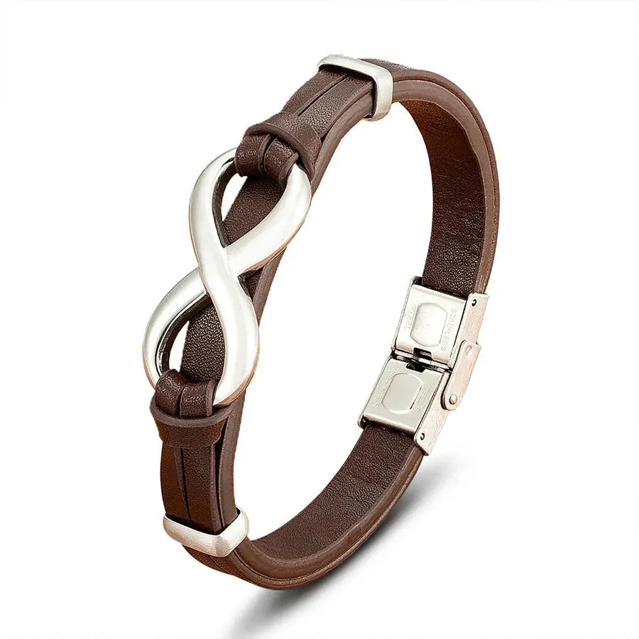 TYO Luxury Genuine Leather Infinity Symbol Men's Bracelet Stainless Steel - USMJ0221 AliExpress-Dropship
