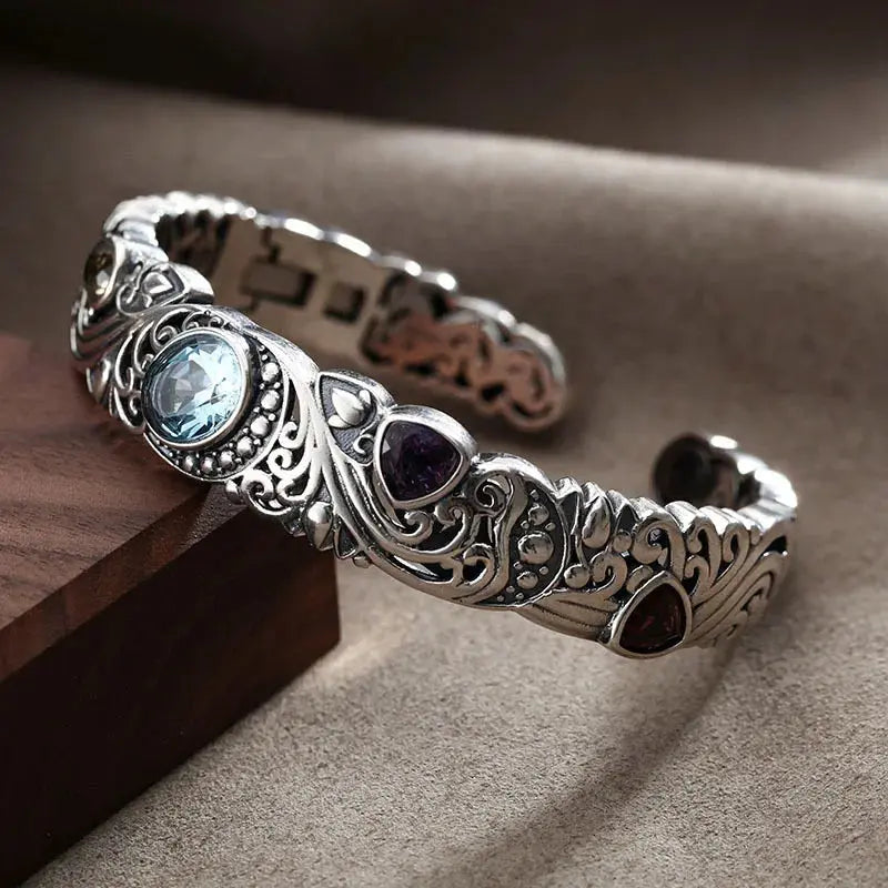 Thai Silver Shiny Crystal Female Bangle Promotion Jewelry - USMJ0261 AliExpress-Dropship