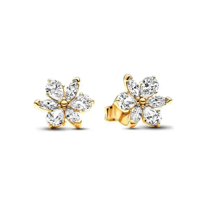 Party Gifts 925 Sterling Silver Gold Color Sparkling Round Heart Earrings - USMJ0200 AliExpress-Dropship