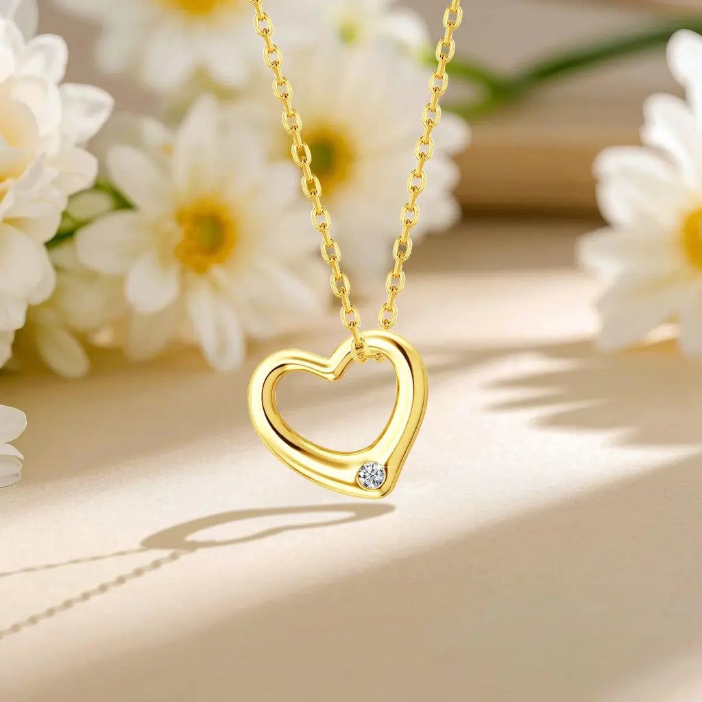 Love Shape Moissanite Pendant 14K Gold Lightweight Hollow Craft - USMJ0247 AliExpress-Dropship