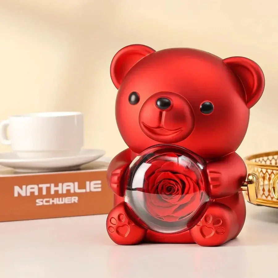 Rose Hug Bear Jewelry Box Preserved Real Rose Gifts for her - USMGD0206 AliExpress-Dropship