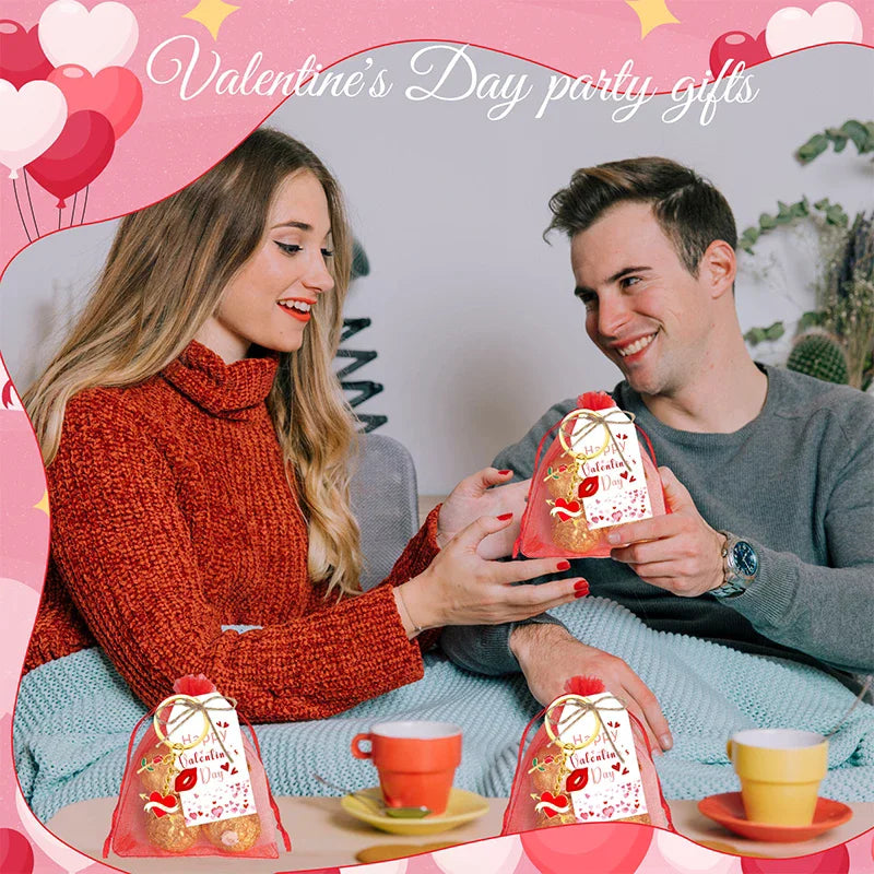 6pcs Heart Keychains with Cards Organza Bags - USMGD0192