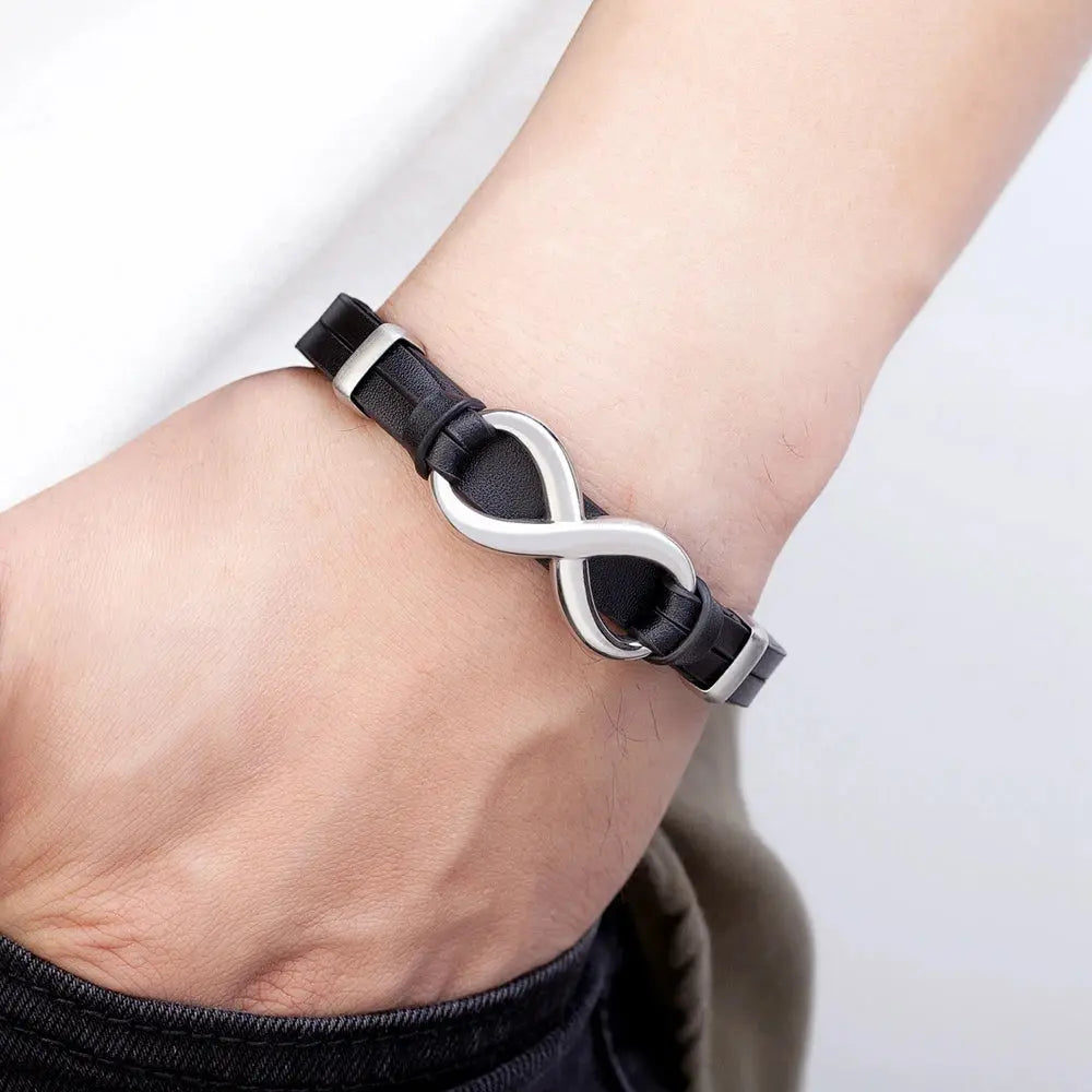 TYO Luxury Genuine Leather Infinity Symbol Men's Bracelet Stainless Steel - USMJ0221 AliExpress-Dropship