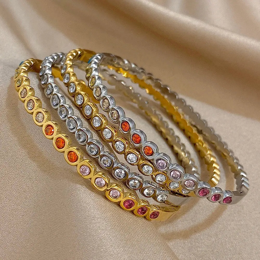 Colorful Rhinestone Beads Stainless Steel Bracelets for Women - USMJ0226 AliExpress-Dropship