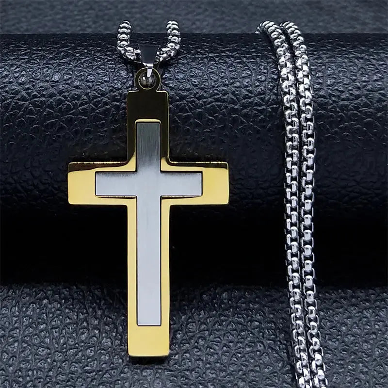 Cross Stainless Steel Choker Necklace for Man Gold Color - USMJ0223 AliExpress-Dropship