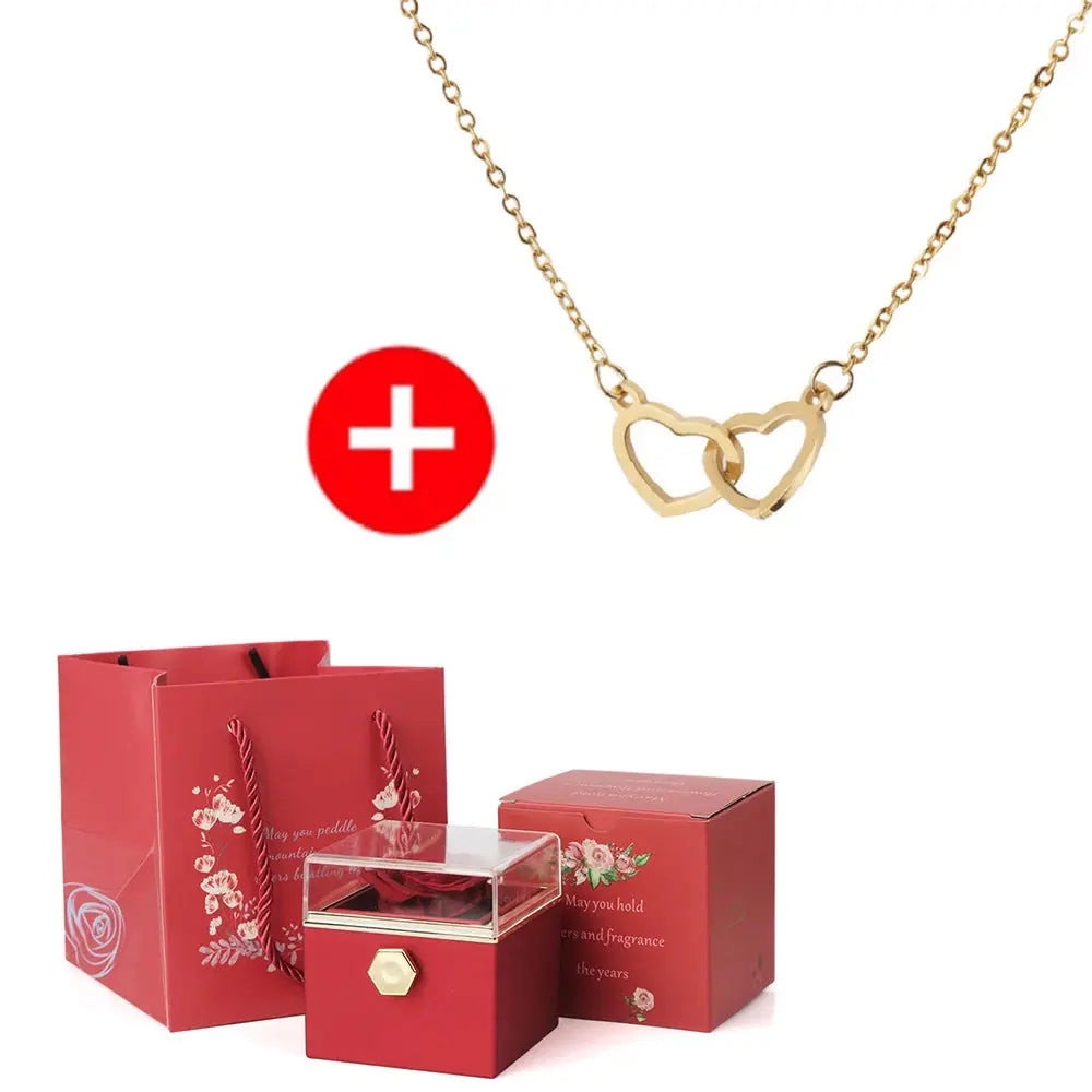 Heart Engraved Name Steel Necklace Eternal Rose Box Wedding Ring Box - USMJ0214 AliExpress-Dropship
