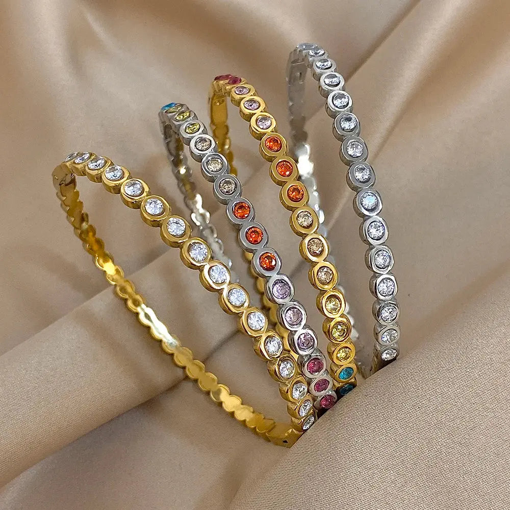 Colorful Rhinestone Beads Stainless Steel Bracelets for Women - USMJ0226 AliExpress-Dropship