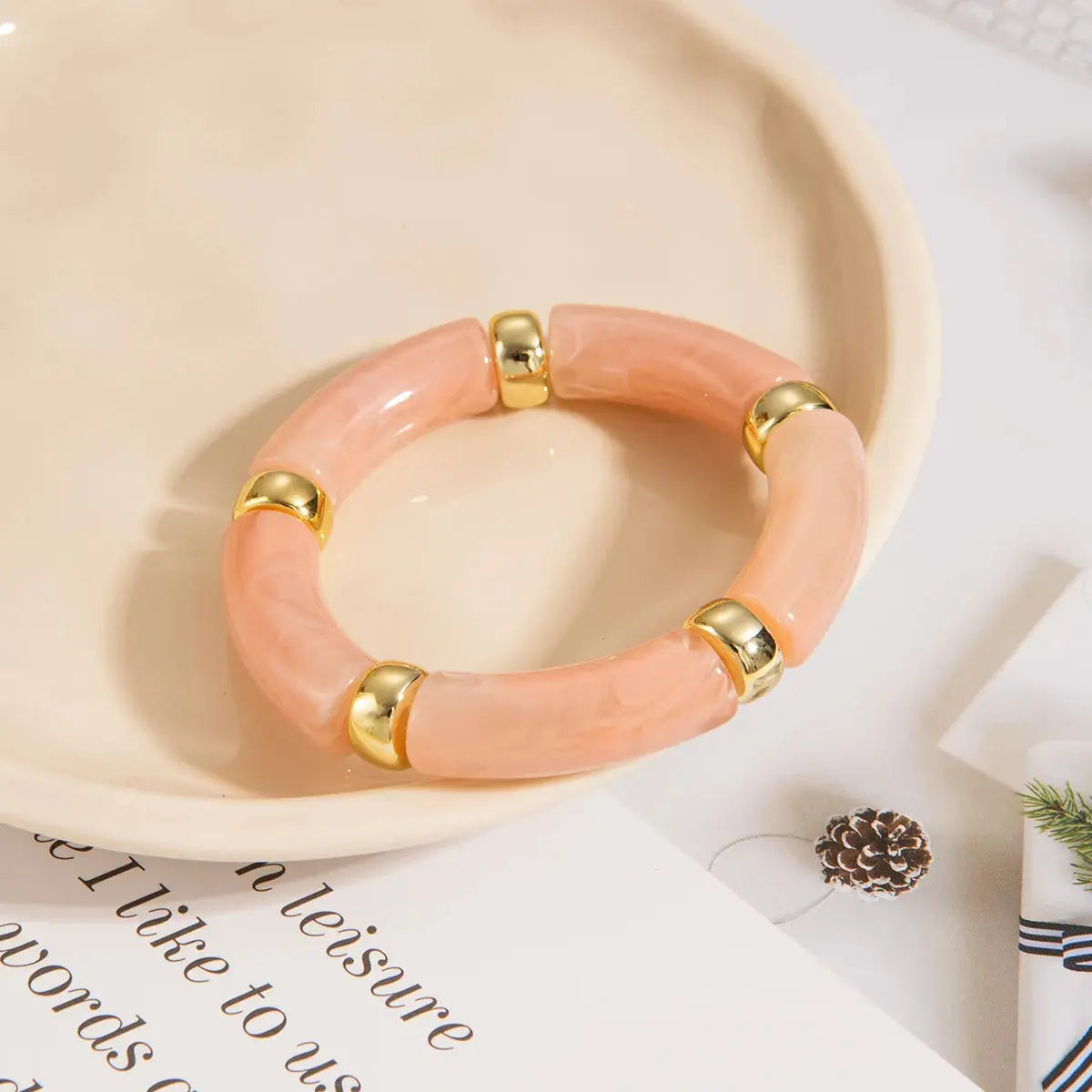 Retro Multicolor Acrylic Bend Bangle Curved Bamboo Pipe Stone - USMJ0267 AliExpress-Dropship