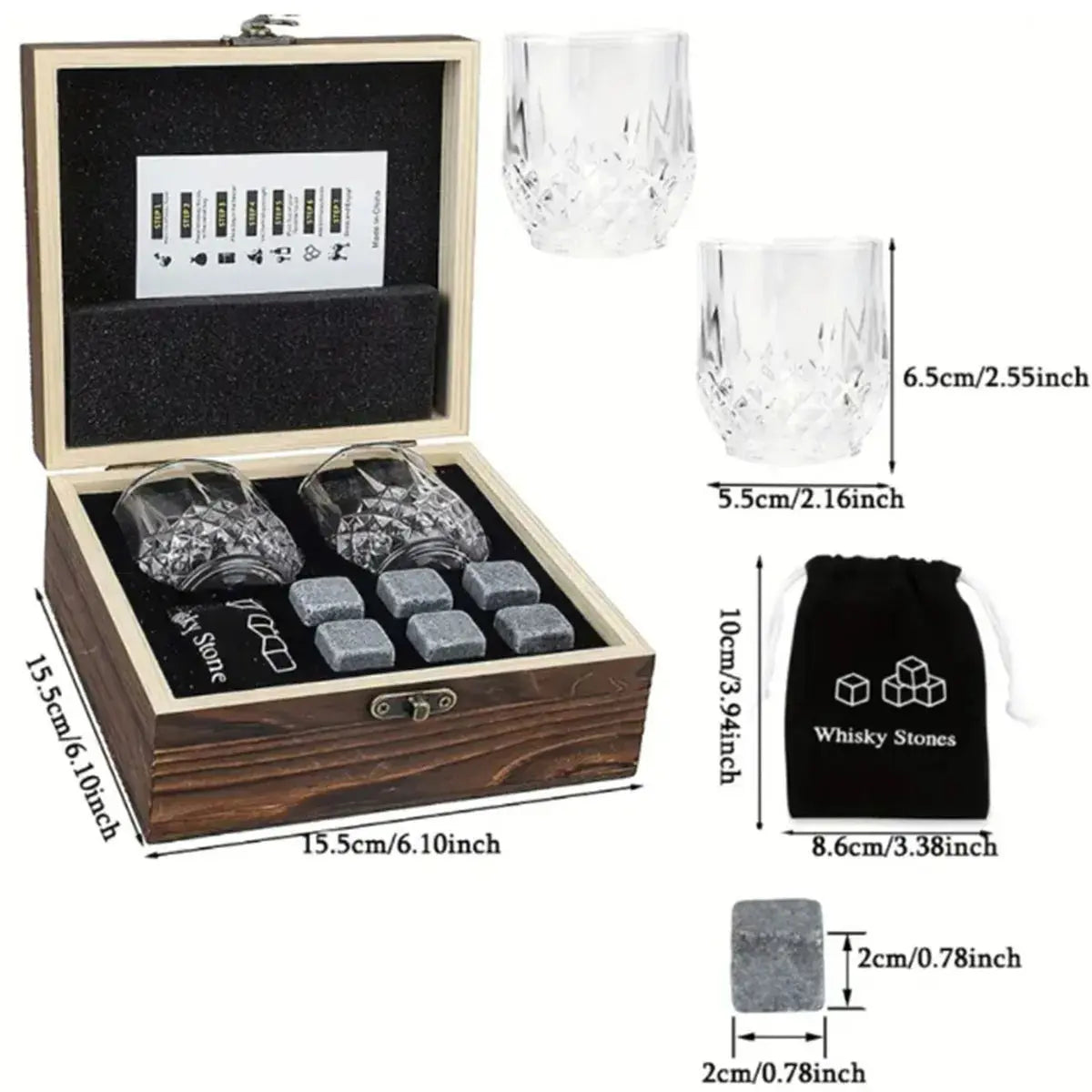 Whiskey Stones Glasses Set Granite Ice Cube For Whisky - USMGD0211 AliExpress-Dropship