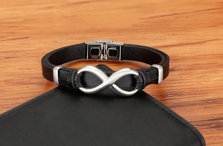 TYO Luxury Genuine Leather Infinity Symbol Men's Bracelet Stainless Steel - USMJ0221 AliExpress-Dropship