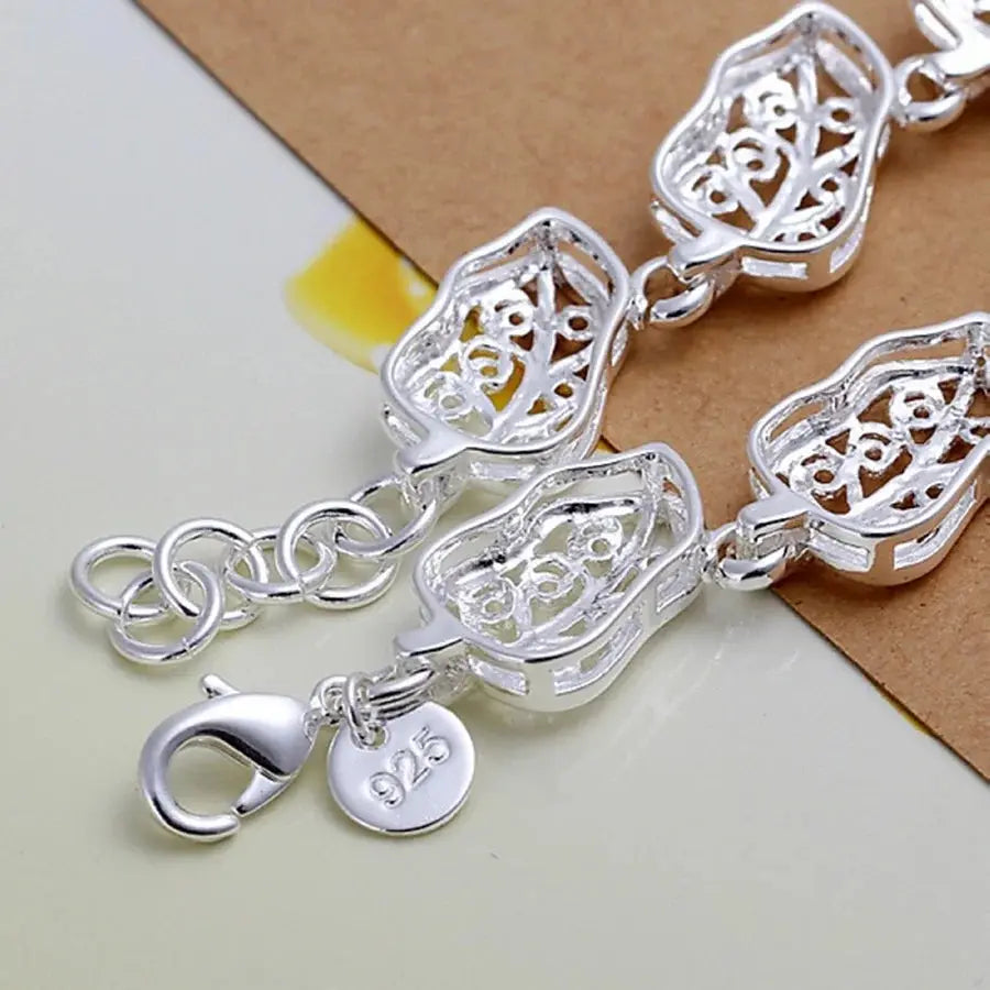 Sterling silver bracelet for women flowers cute chain Jewelry - USMJ0204 AliExpress-Dropship