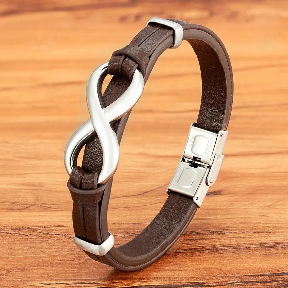 TYO Luxury Genuine Leather Infinity Symbol Men's Bracelet Stainless Steel - USMJ0221 AliExpress-Dropship