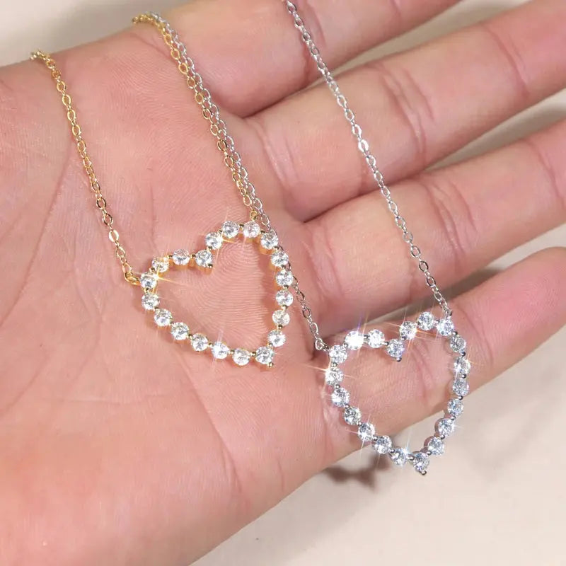 Fashion Jewelry for Girlfriend Iced Out Hollow Heart Pendant Necklace - USMJ0197 AliExpress-Dropship