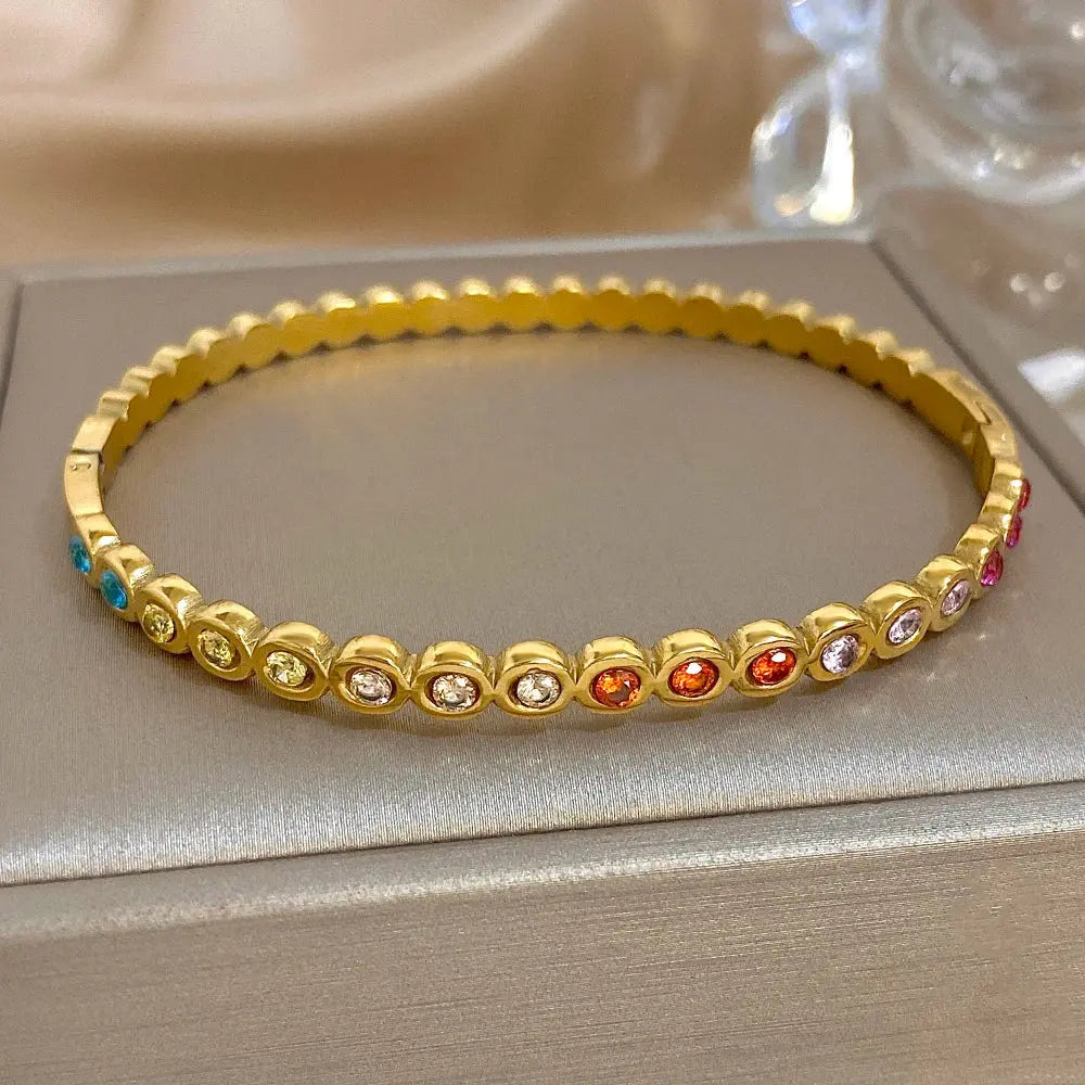 Colorful Rhinestone Beads Stainless Steel Bracelets for Women - USMJ0226 AliExpress-Dropship