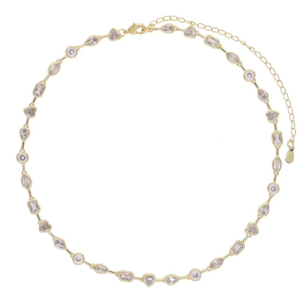 Gold Color Geometric Various Shaped Bezel Chain Bracelet Necklace Set - USMJ0273 AliExpress-Dropship