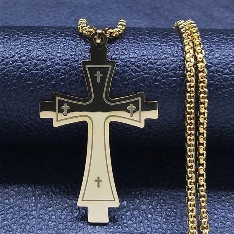 Cross Stainless Steel Choker Necklace for Man Gold Color - USMJ0223 AliExpress-Dropship