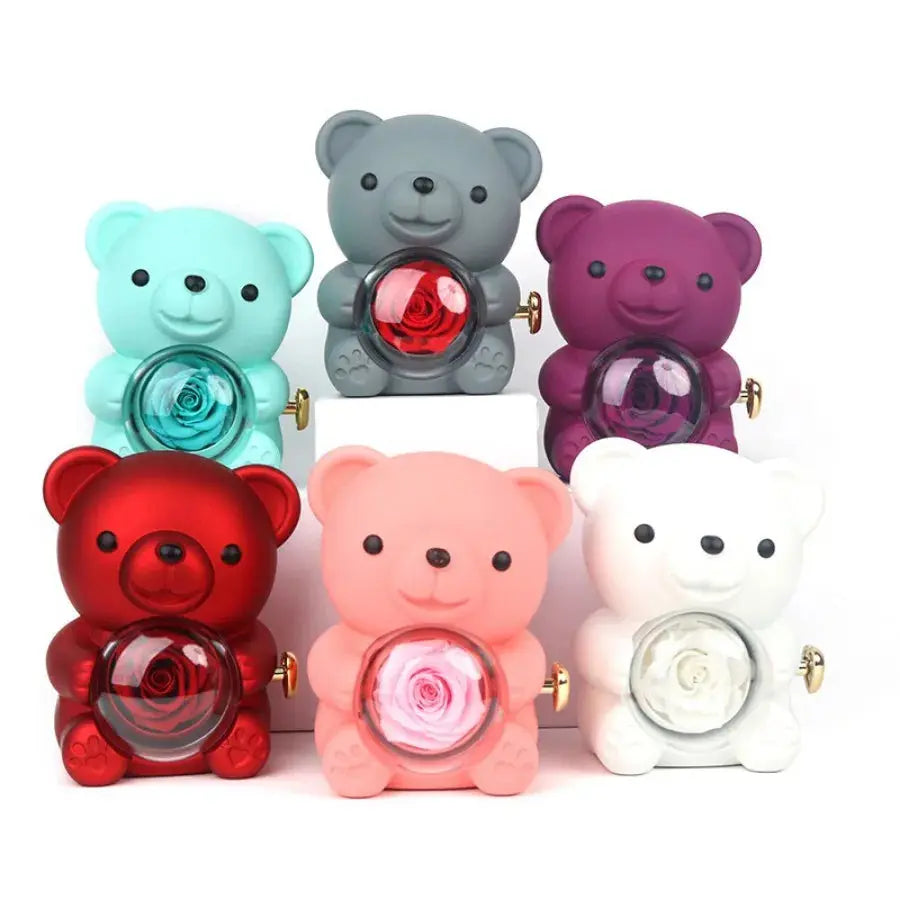 Rose Hug Bear Jewelry Box Preserved Real Rose Gifts for her - USMGD0206 AliExpress-Dropship
