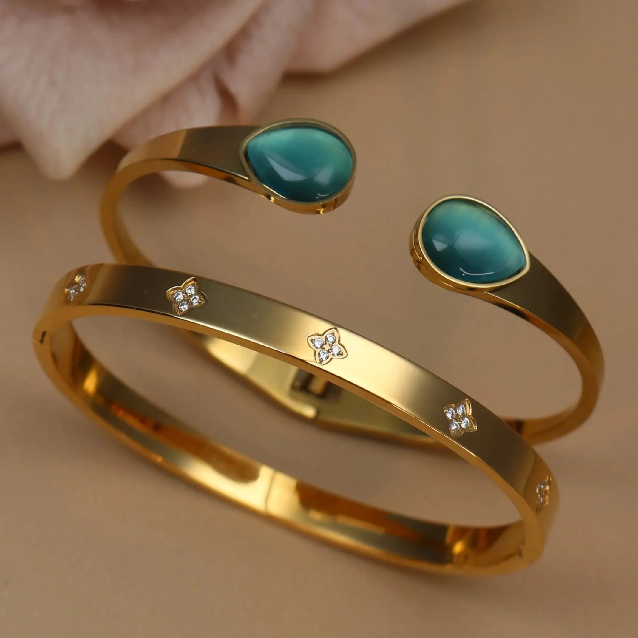 New Opal, Crystal Stainless Steel Bracelet Party Pair Bangles - USMJ0263 AliExpress-Dropship