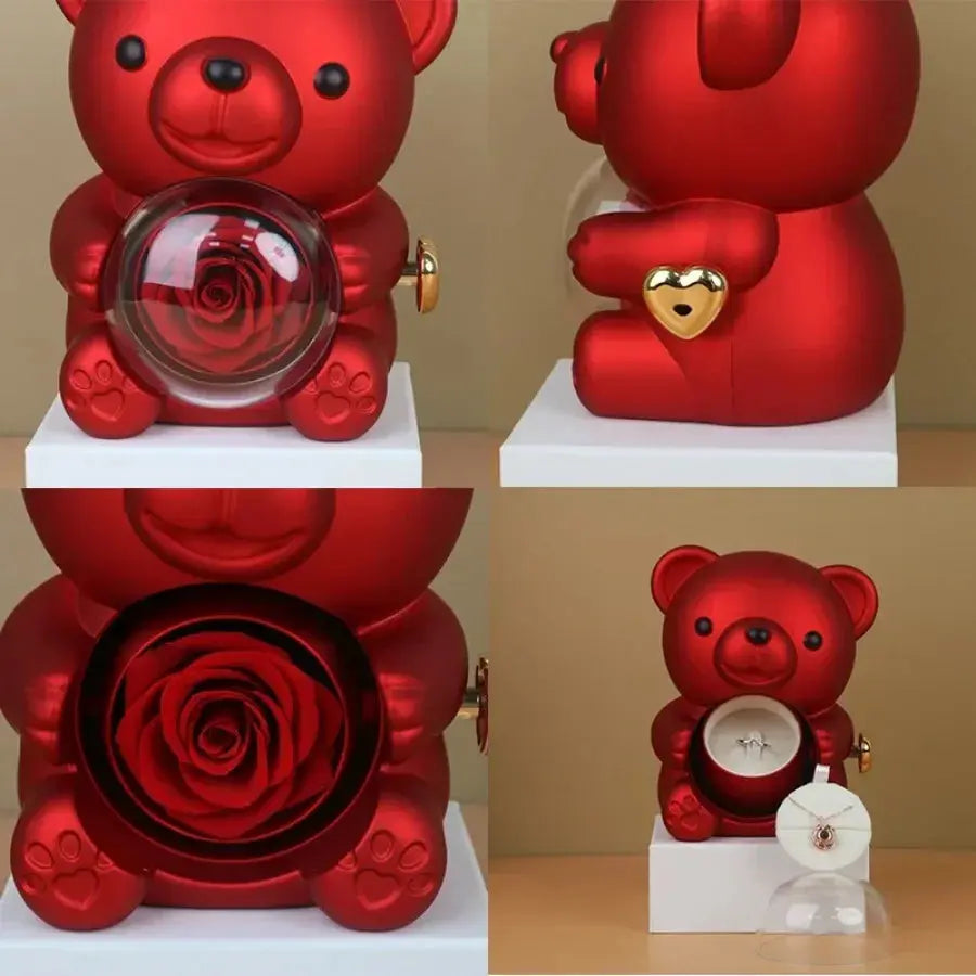 Rose Hug Bear Jewelry Box Preserved Real Rose Gifts for her - USMGD0206 AliExpress-Dropship