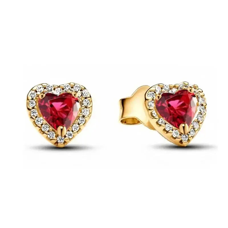 Party Gifts 925 Sterling Silver Gold Color Sparkling Round Heart Earrings - USMJ0200 AliExpress-Dropship