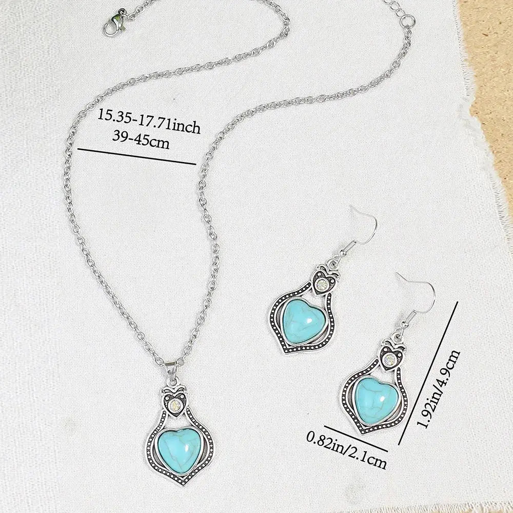Vintage Turquoise Necklace Earring Jewelry Set - USMJ087 Copper Pallas