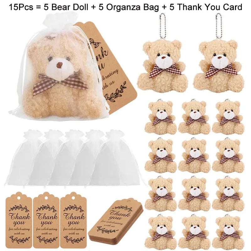 Bear Gift, include 5 Mini Bear,5 Organza Bag,5 Thank You Card for Baby - USMGD0270 AliExpress-Dropship