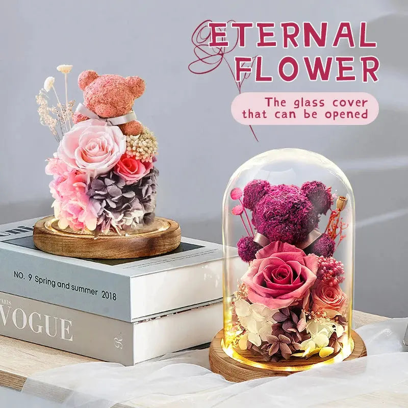Girlfriend Eternal Preserved Rose Flower Gift Box Teddy Bear - USMGD0183 AliExpress-Dropship