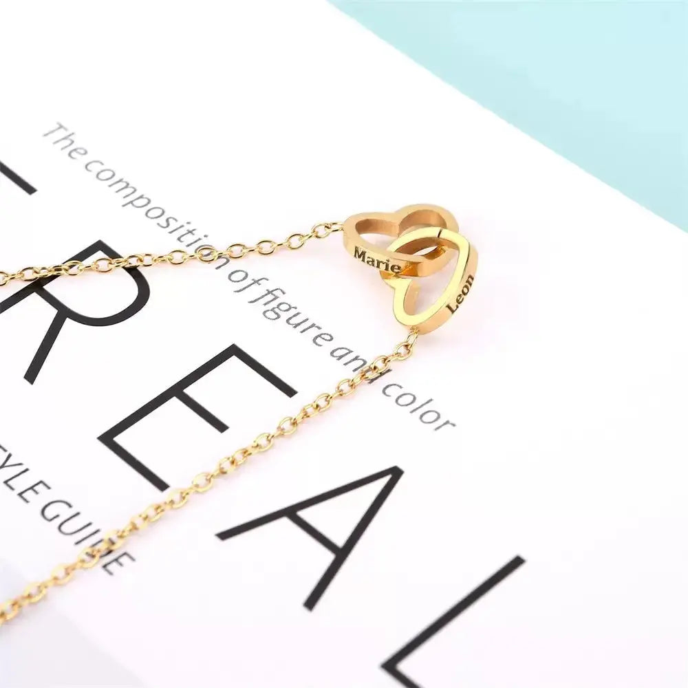 Heart Engraved Name Steel Necklace Eternal Rose Box Wedding Ring Box - USMJ0214 AliExpress-Dropship