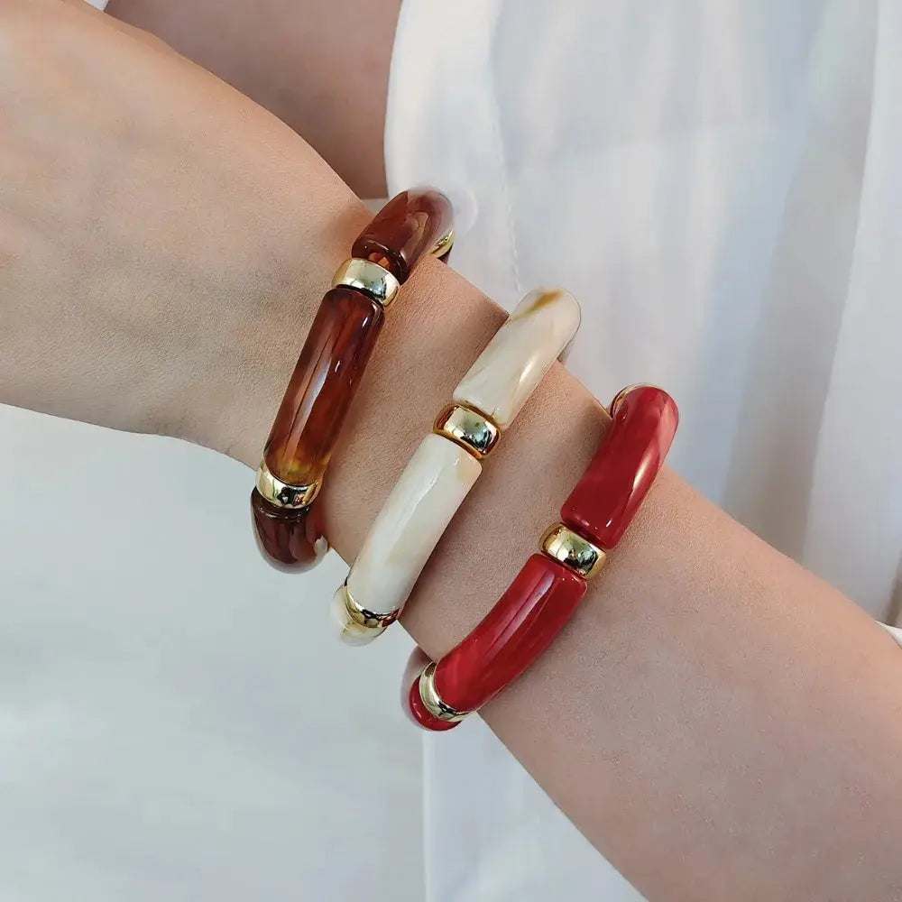 Retro Multicolor Acrylic Bend Bangle Curved Bamboo Pipe Stone - USMJ0267 AliExpress-Dropship