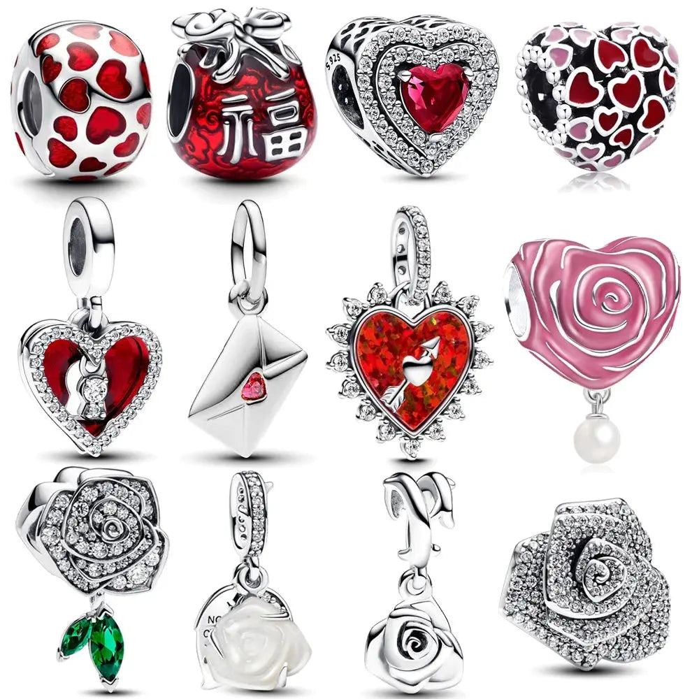 Gift Rose Lucky Bag Love Heart Dangle Charm Fit Bracelet - USMJ0216 AliExpress-Dropship
