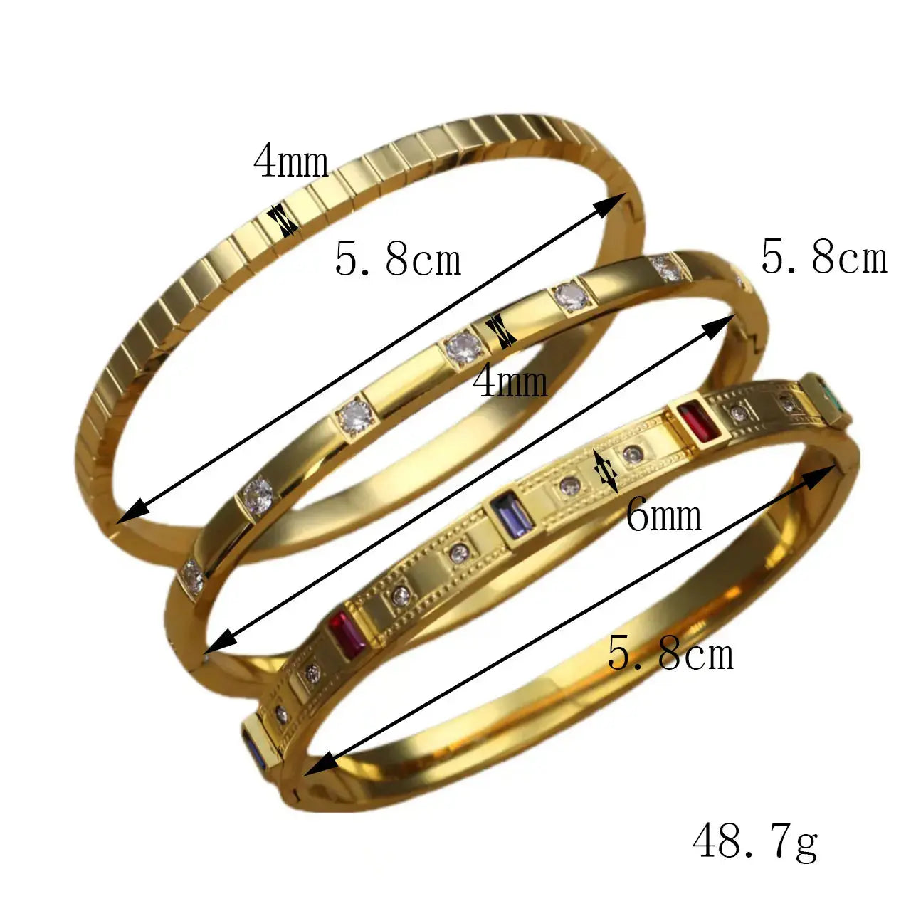 Colored Zircon Stainless Steel Gold Color Stacking Bracelet - USMJ0269 AliExpress-Dropship