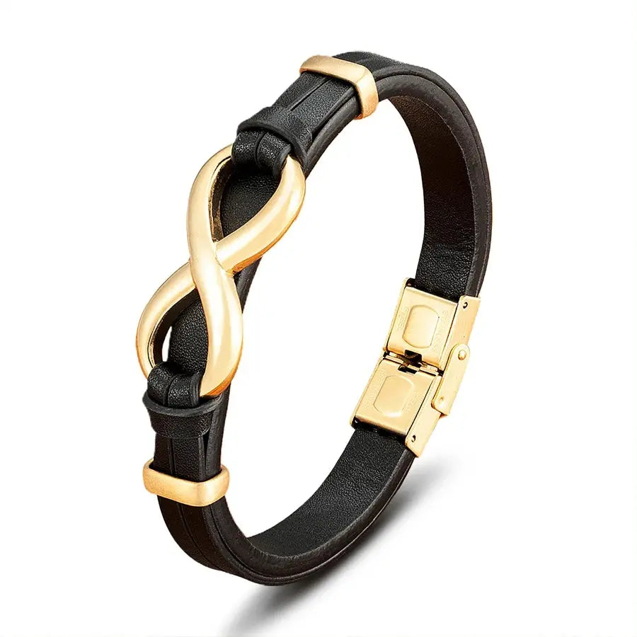 TYO Luxury Genuine Leather Infinity Symbol Men's Bracelet Stainless Steel - USMJ0221 AliExpress-Dropship