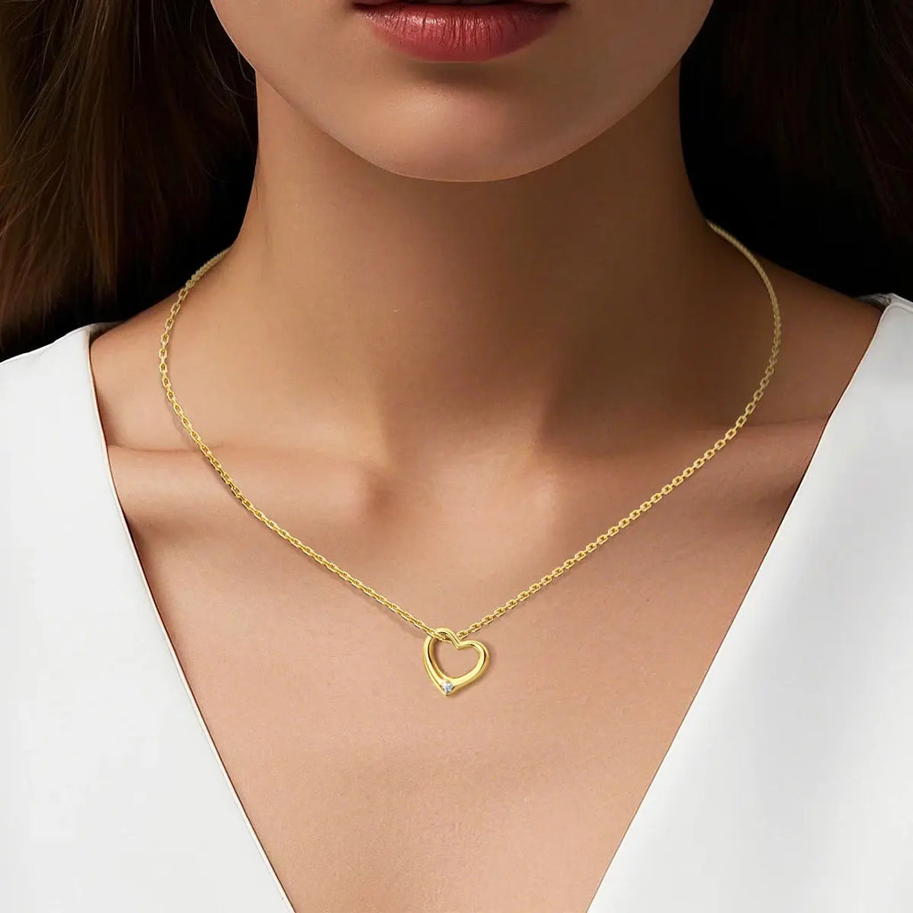 Love Shape Moissanite Pendant 14K Gold Lightweight Hollow Craft - USMJ0247 AliExpress-Dropship