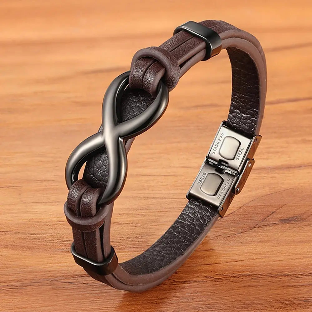 TYO Luxury Genuine Leather Infinity Symbol Men's Bracelet Stainless Steel - USMJ0221 AliExpress-Dropship