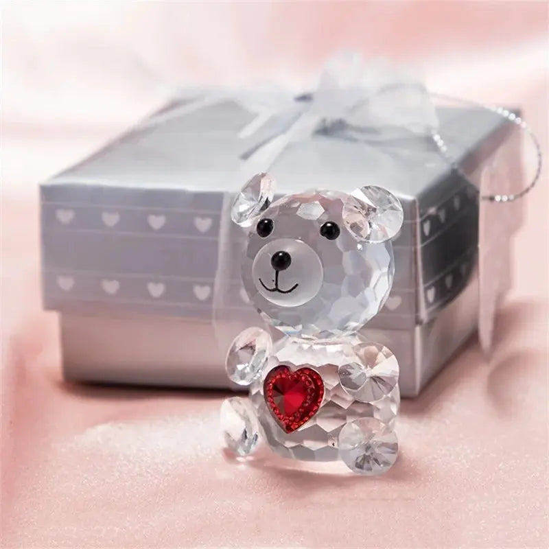 Valentines Day Gift I Love You Crystal Bear Glass Artificial Rose Flowers - USMGD0189 AliExpress-Dropship