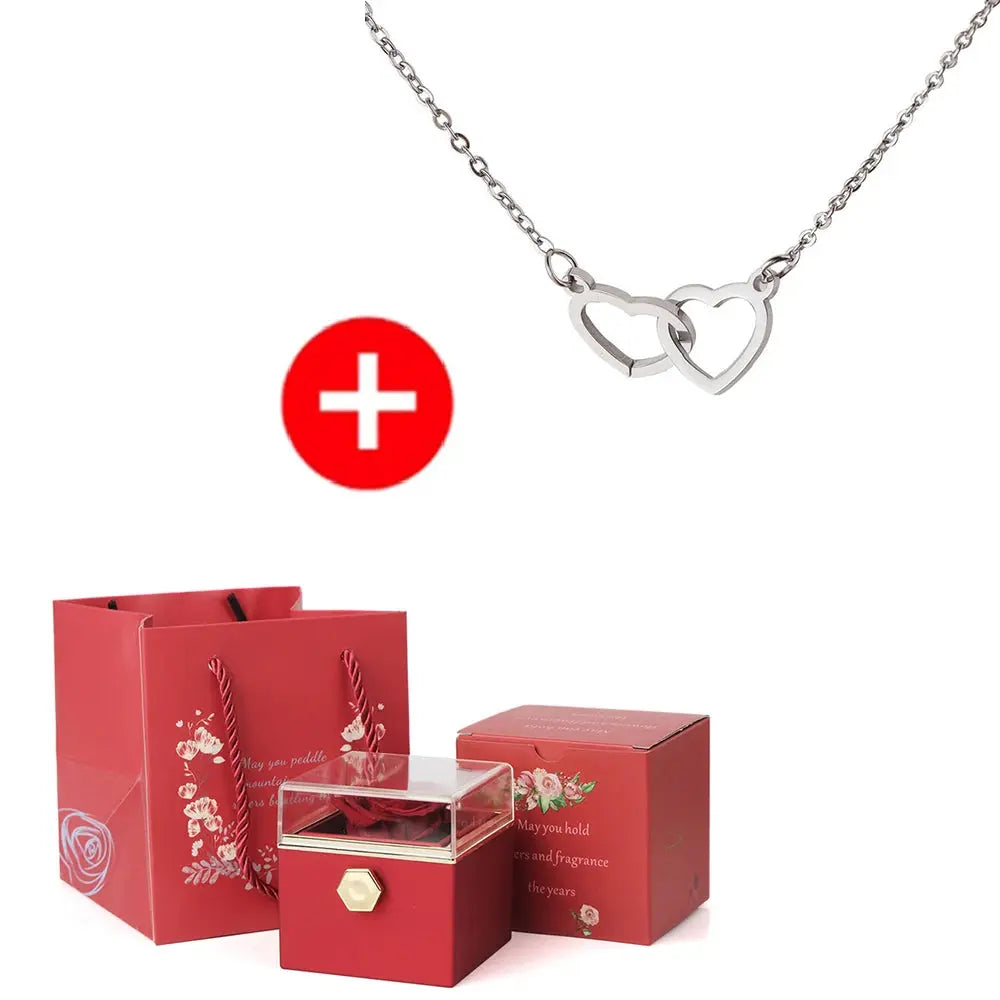 Heart Engraved Name Steel Necklace Eternal Rose Box Wedding Ring Box - USMJ0214 AliExpress-Dropship