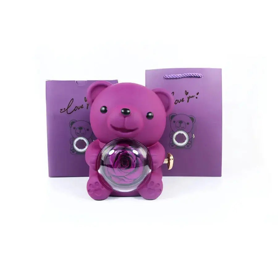 Rose Hug Bear Jewelry Box Preserved Real Rose Gifts for her - USMGD0206 AliExpress-Dropship