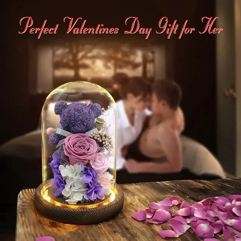 Girlfriend Eternal Preserved Rose Flower Gift Box Teddy Bear - USMGD0183 AliExpress-Dropship