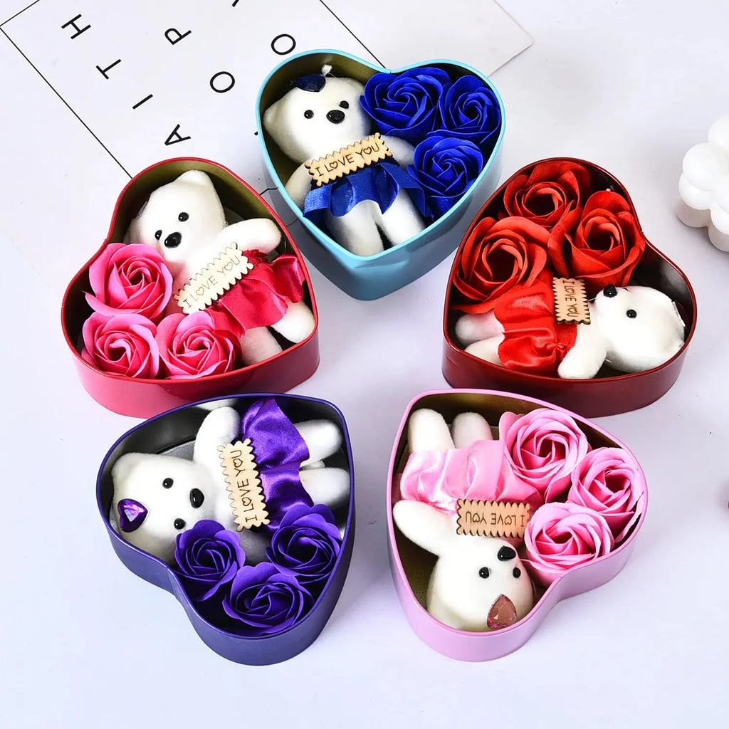 I Love You Gifts - Bear with Artificial Rose Teddy Bear Gift Box - USMGD0209 AliExpress-Dropship