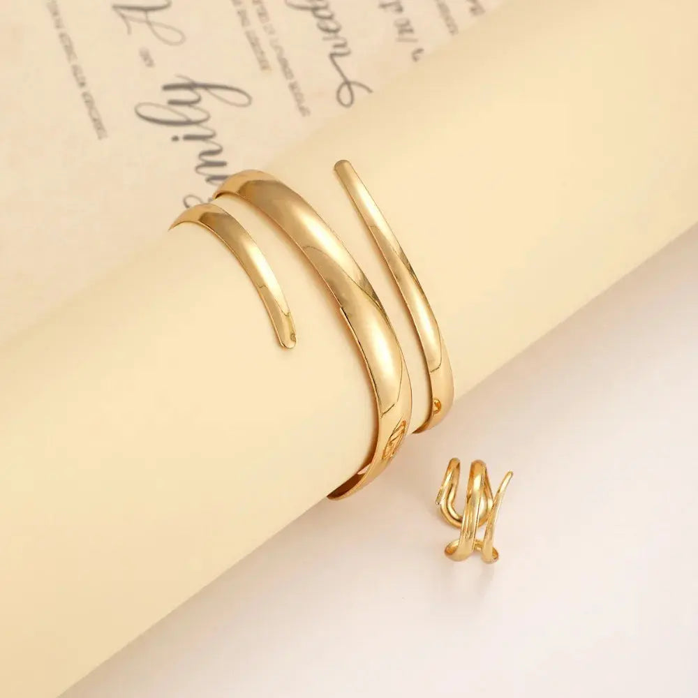 Bracelet and Ring Jewelry Set for Women Gold Color Geometric - USMJ0230 AliExpress-Dropship