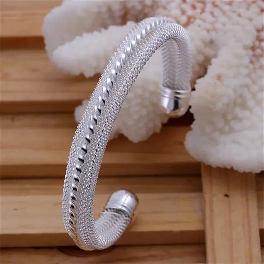 Gift fashion silver Plated Lovely Mesh Lady Bracelet Bangle jewelry - USMJ0208 AliExpress-Dropship