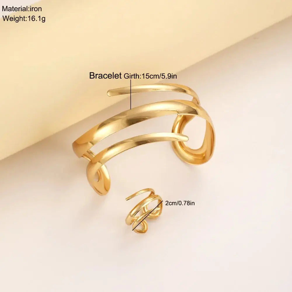Bracelet and Ring Jewelry Set for Women Gold Color Geometric - USMJ0230 AliExpress-Dropship